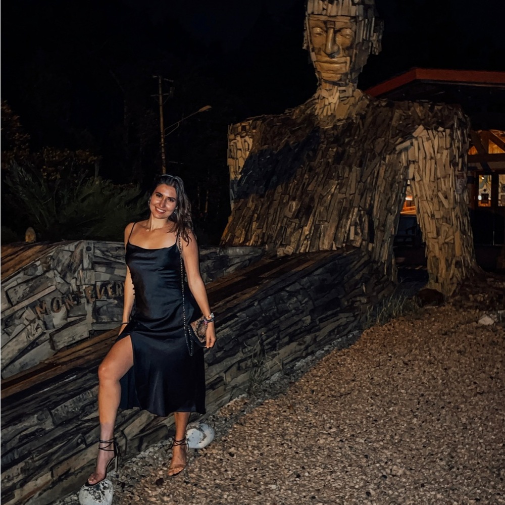Black ZARA Satin Slit Dress